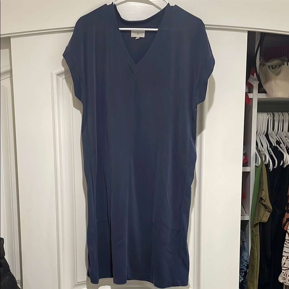Navy Blue V-Neck Dress